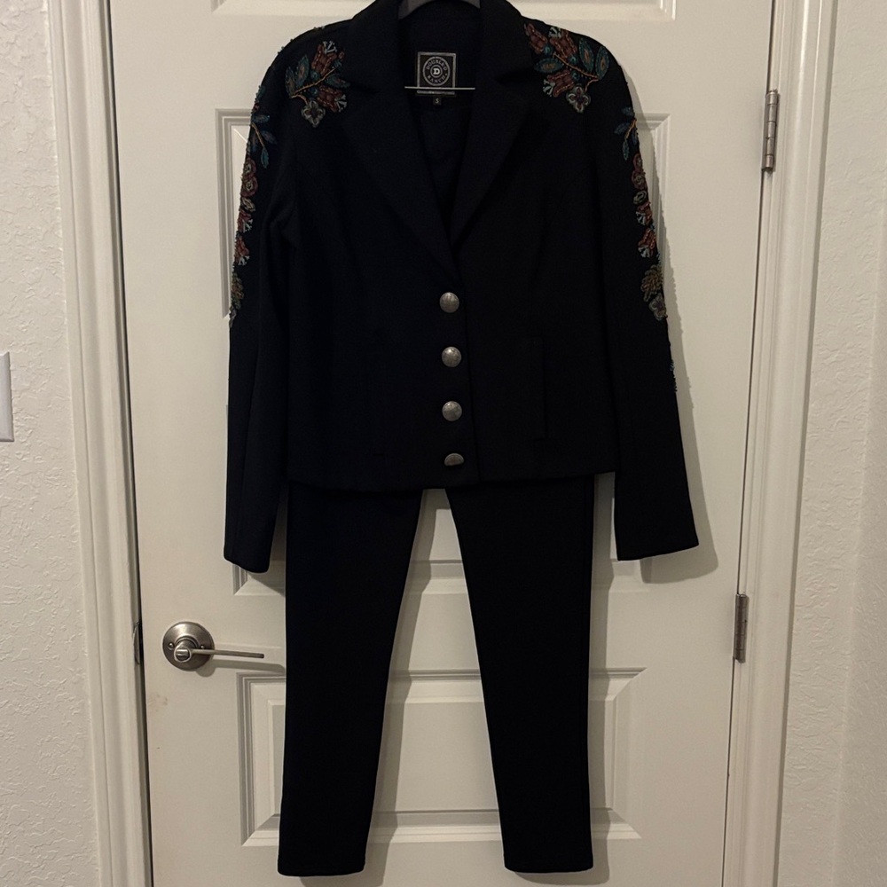 Double D Ranch Black Jacket with Floral Embroidery and matching pants.